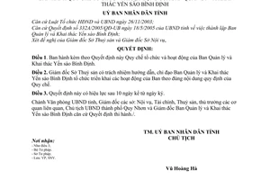 Quyết định 03/2006/QĐ-UB quy chế tổ chức hoạt động  Ban quản lý  khai thác yến sào Bình Định