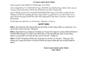 Quyết định 01/2006/QĐ-UBND quyền hạn tổ chức bộ máy Sở Văn hóa Thông tin Bình Định