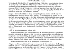 Chỉ thị 01/2006/CT-NHNN đẩy nhanh tiến độ thực hiện đề án cơ cấu lại ngân hàng thương mại nhà nước