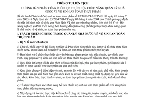 Thông tư liên tịch 01/2006/TTLT-BYT-BNN phân công phối hợp chức năng quản lý nhà nước vệ sinh an toàn thực phẩm