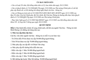 Quyết định 01/2006/QĐ-UBND điều chỉnh chế độ ngành Văn hóa Thông tin Bình Dương