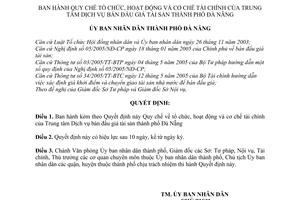 Quyết định 01/2006/QĐ-UBND Quy chế tổ chức, hoạt động cơ chế tài chính