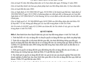 Quyết định 01/2006/QĐ-UBND giá đất tỉnh Trà Vinh năm 2006