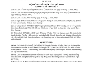 Nghị quyết 42/2006/NQ-HĐND phê chuẩn thành lập Ban Thi đua Khen thưởng tổ chức bộ máy Trà Vinh