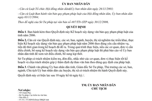 Quyết định 03/2006/QĐ-UBND kế hoạch xây dựng văn bản 2006 tỉnh Bình Dương