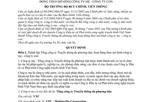 Quyết định 01/2006/QĐ-BBCVT thành lập Tổng công ty Truyền thông đa phương tiện,mô hình công ty mẹ-con