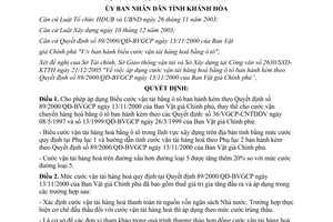 Quyết định 01/2006/QĐ-UBND  cước vận tải hàng hóa bằng ô tô trong xây dựng