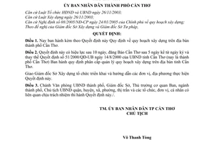 Quyết định 01/2006/QĐ-UBND quy hoạch xây dựng