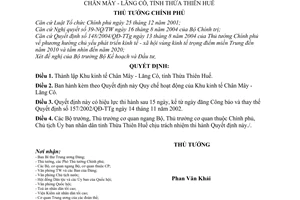 Quyết định 04/2006/QĐ-TTg  thành lập  Quy chế hoạt động Khu kinh tế Chân Mây-Lăng Cô, tỉnh Thừa Thiên Huế