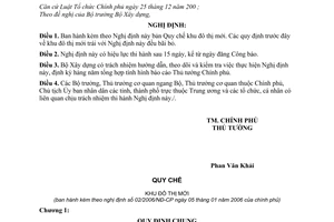 Nghị định 02/2006/NĐ-CP quy chế khu đô thị mới