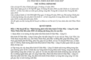 Quyết định 26/QĐ-TTg Đề án Định hướng phát triển Khu kinh tế Chân Mây-Lăng Cô,Thừa Thiên Huế đến 2020