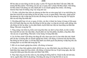 Chỉ thị 01/CT-BBCVT bảo đảm thông tin liên lạc Tết Nguyên đán Bính Tuất 2006