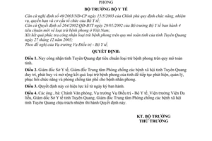 Quyết định 55/2006/QĐ-BYT công nhận tỉnh Tuyên Quang đạt tiêu chuẩn loại trừ bệnh phong