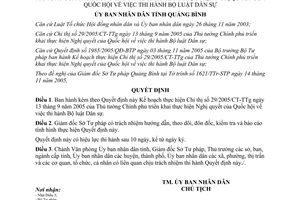 Quyết định 01/2006/QĐ-UBND thực hiện 29/2005/CT-TTg thi hành Bộ luật Dân sự Quảng Bình