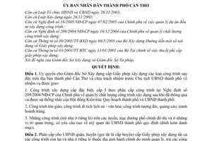 Quyết định 02/2006/QĐ-UBND ủy quyền phân cấp nhiệm vụ cấp giấy phép xây dựng