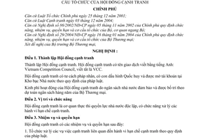 Nghị định 05/2006/NĐ-CP thành lập chức năng, nhiệm vụ, quyền hạn cơ cấu tổ chức Hội đồng cạnh tranh