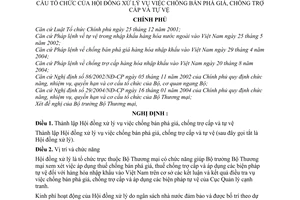 Nghị định 04/2006/NĐ-CP thành lập chức năng, nhiệm vụ, quyền hạn, cơ cấu tổ chức Hội đồng xử lý vụ việc chống bán phá giá,  trợ cấp tự vệ