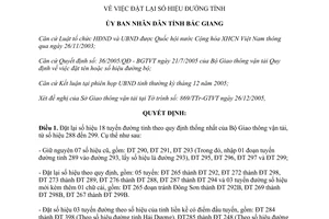 Quyết định 03/2006/QĐ-UBND đặt lại số hiệu đường Bắc Giang