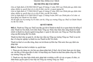 Quyết định 04/2006/QĐ-BTC chức năng, nhiệm vụ, quyền hạn cơ cấu tổ chức Thanh tra Tổng cục Thuế