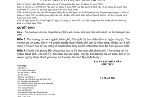 Quyết định 03/2006/QĐ-UBND kế hoạch chỉ đạo, điều hành phát triển kinh tế - xã hội thành phố 2006