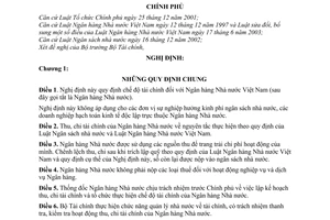 Nghị định 07/2006/NĐ-CP chế độ tài chính của Ngân hàng Nhà nước Việt Nam