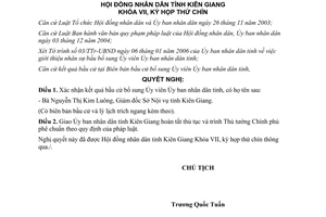 Nghị quyết 05/2006/NQ-HĐND kết quả bầu cử bổ sung ủy viên ủy ban nhân dân Kiên Giang
