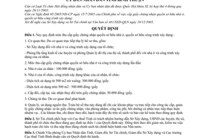 Quyết định 03/2006/QĐ-UBND mức thu cấp giấy chứng nhận quyền sở hữu nhà