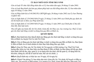 Quyết định 02/2006/QĐ-UBND Bảng giá cho thuê mặt bằng dịch vụ hàng hóa qua bến cá Định An Trà Vinh