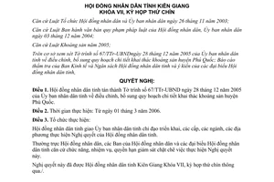 Nghị quyết 07/2006/NQ-HĐND quy hoạch khai thác khoáng sản tỉnh Kiên Giang