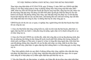 Chỉ thị 01/2006/CT-UBND phòng chống cháy rừng chặt phá rừng trái phép Đắk Nông