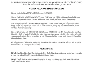 Quyết định số 01/2006/QĐ-UBND Cơ cấu Văn phòng Uỷ ban nhân dân tỉnh Quảng Nam