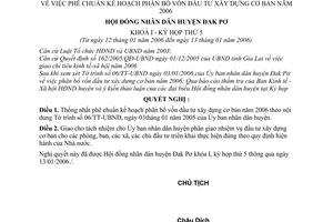 Nghị Quyết 04/2006/NQ-HĐND phê chuẩn kế hoạch phân bổ vốn đầu tư xây dựng cơ bản năm 2006
