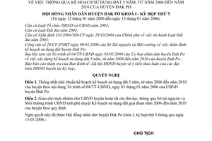 Nghị quyết 03/2006/NQ-HĐND thông qua kế hoạch sử dụng đất 5 năm,từ năm 2006 đến năm 2010 của huyện Đak Pơ