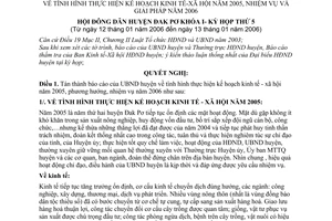 Nghị quyết 01/2006/NQ-HĐND tình hình thực hiện kế hoạch kinh tế-xã hội năm 2005,nhiệm vụ và giải pháp năm 2006