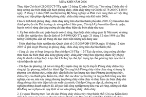 Chỉ thị 01/2006/CT-UBND tăng cường biện pháp phòng cháy chữa cháy rừng mùa khô năm 2006