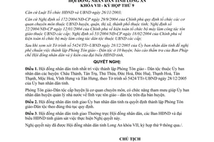 Nghị quyết 01/2006/NQ-HĐND thành lập phòng tôn giáo Dân tộc tỉnh Long An