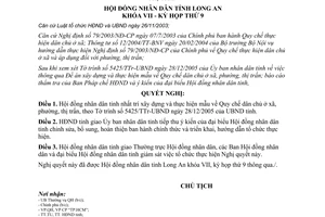 Nghị quyết 02/2006/NQ-HĐND xây dựng thực hiện quy chế dân chủ tỉnh Long An