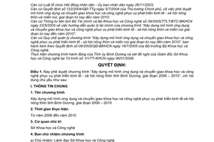 Quyết định 16/2006/QĐ-UBND chương trình “Xây dựng mô hình ứng dụng Chuyển giao KHCN phục vụ phát triển KTXH Bình Dương 2006-2010