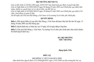 Quyết định 01/2006/QĐ-BNV Điều lệ sửa đổi Hội Đông y Việt Nam
