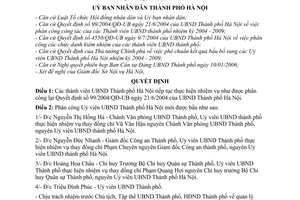 Quyết định 08/2006/QĐ-UB bổ sung, phân công công tác thành viên UBND thành phố Hà Nội 2004 2009