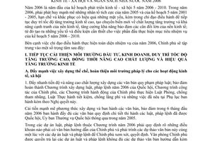 Nghị quyết 01/2006/NQ-CP những giải pháp chủ yếu chỉ đạo điều hành thực hiện kế hoạch kinh tế - xã hội và ngân sách nhà nước năm 2006