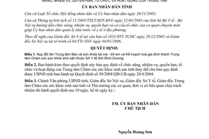 Quyết định 18/2006/QĐ-UBND đổi tên trung tâm kế hoạch hoá tỉnh Bình Dương