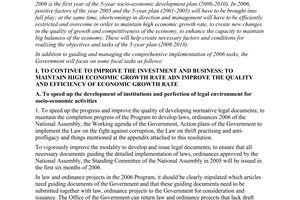 Resolution No. 01/2006/NQ-CP of January 16th 2006, on major measures to guide and direct the implementation of the socio-economic development and state budget plan in 2006.