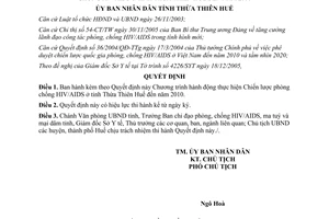 Quyết định 142/2006/QĐ-UBND chiến lược phòng chống HIV/AIDS Thừa Thiên Huế