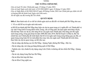 Quyết định 13/2006/QĐ-TTg cơ chế tài chính ngân sách ưu đãi thành phố Đà Nẵng