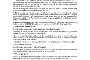 Hướng dẫn 33/SLĐTBXH-CSLĐVL thực hiện chế độ trợ cấp cho những người thôi hưởng