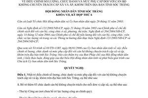 Nghị quyết 05/2006/NQ-HĐND điều chỉnh số lượng mức phụ cấp cán bộ không chuyên trách Sóc Trăng