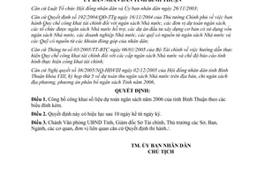 Quyết định 09/2006/QĐ-UBND công khai số liệu dự toán ngân sách năm 2006 Bình Thuận