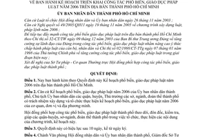 Quyết định 06/2006/QĐ-UBND  Kế hoạch triển khai công tác phổ biến, giáo dục pháp luật 2006 thành phố Hồ Chí Minh