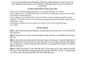 Quyết định 01/2006/QĐ-UBND  quản lý nhà nước về giá tỉnh Lạng Sơn